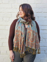 Load image into Gallery viewer, Blue &amp; Red Pashmina Scarf