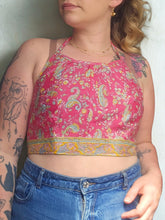 Load image into Gallery viewer, Reversible Repurposed Sari Choli Top UK8-14 www.karmaripon.co.uk