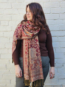 Red Pashmina Scarf  www.indiansummertrading.co.uk