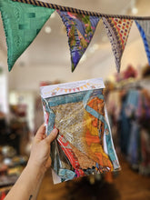 Load image into Gallery viewer, Repurposed sari bunting www.indiansummertrading.co.uk