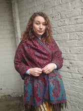 Load image into Gallery viewer, Warm indian shawl with tassels www.karmaripon.co.uk