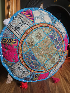 Light Blue Indian Pouffe for storage www.indiansummertrading.co.uk