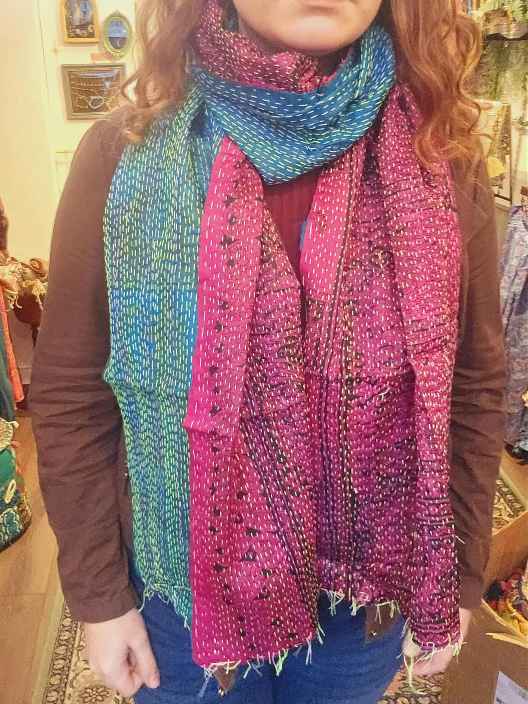 Kantha Stitch Scarf www.karmaripon.co.uk