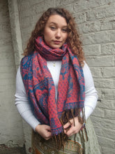 Load image into Gallery viewer, Warm indian shawl with tassels www.karmaripon.co.uk
