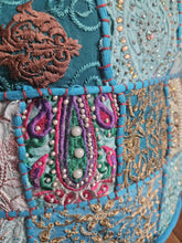 Load image into Gallery viewer, Light Blue Indian Pouffe for storage www.indiansummertrading.co.uk