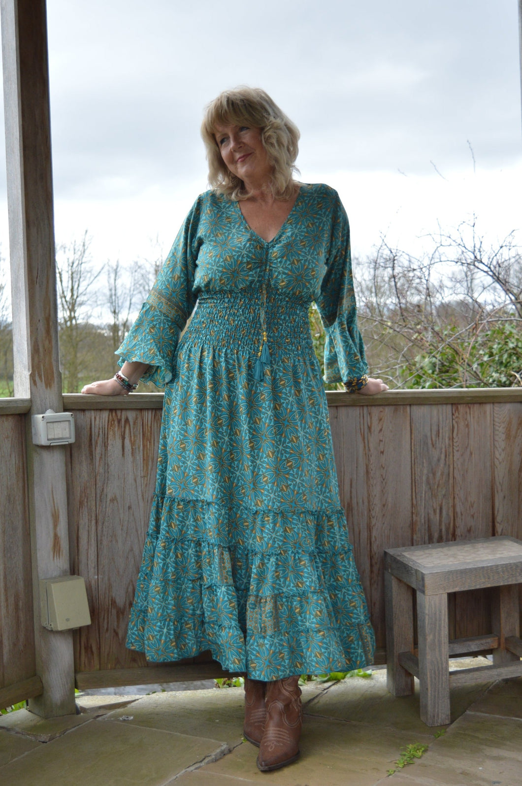 Turquoise Laal Dress Size L UK 14-18