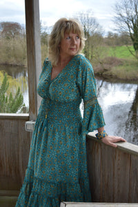 Turquoise Laal Dress Size L UK 14-18