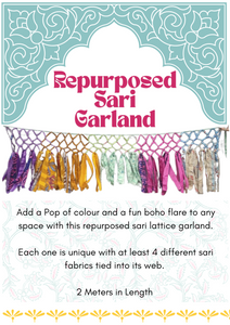 Repurposed Sari Lattice garland www.karmaripon.co.uk