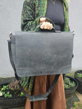 Load image into Gallery viewer, Black Leather Satchel www.karmaripon.co.uk
