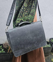 Load image into Gallery viewer, Black Leather Satchel www.karmaripon.co.uk