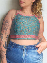 Load image into Gallery viewer, Reversible Repurposed Sari Choli Top UK8-14 www.karmaripon.co.uk