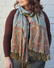 Load image into Gallery viewer, Blue &amp; Red Pashmina Scarf