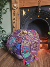 Load image into Gallery viewer, Purple Indian Pouffe